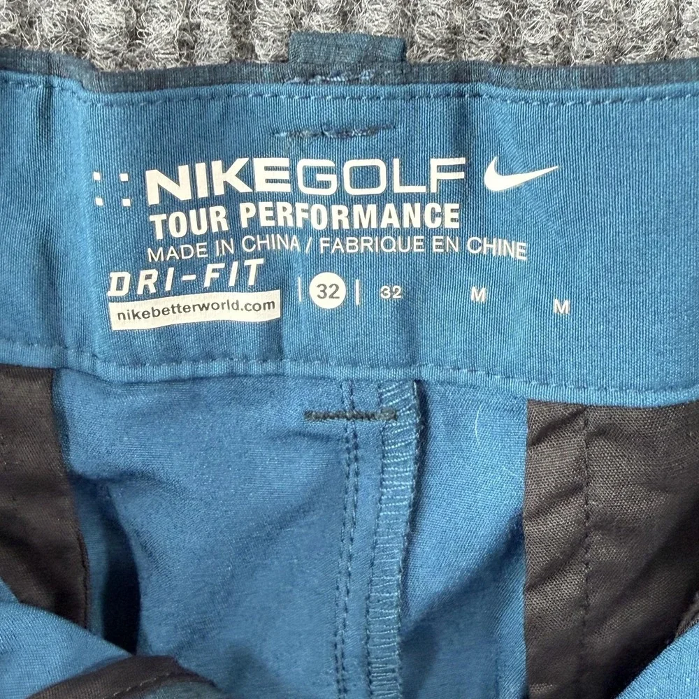 Nike Golf Shorts‎ Mens 32 Blue Check Dri-Fit Stretch Tour Performance Athletic